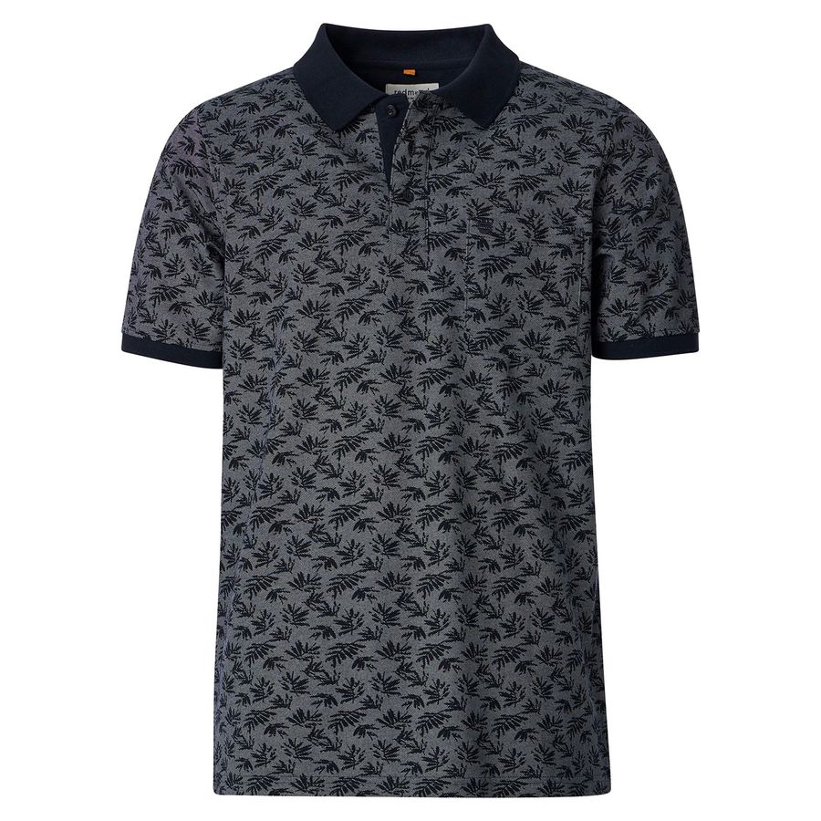 Redmond Übergrößen Poloshirt navy-weiß Muster floral