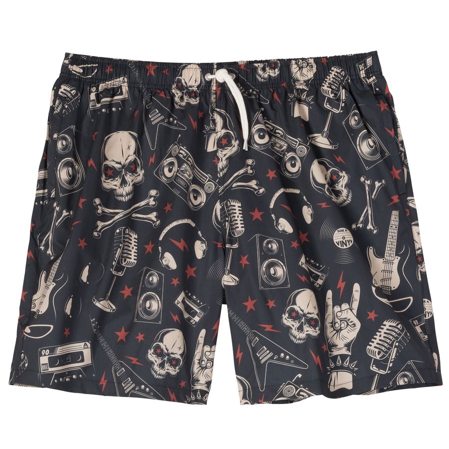 Abraxas Übergröße Badeshorts Print schwarz-rot-beige