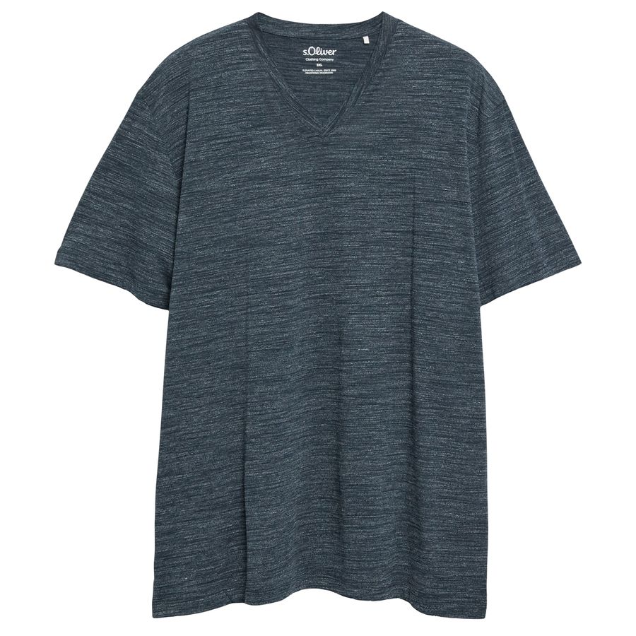 s.Oliver Stretch Basic-T-Shirt navy V-Neck Übergröße