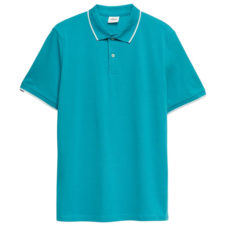 s.Oliver Poloshirt türkisblau XXL Kontraststreifen