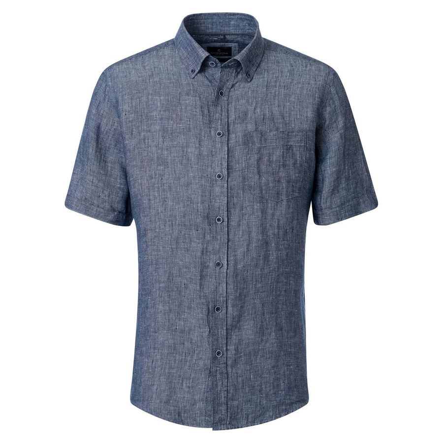 CasaModa Übergrößen Leinen-Kurzarmhemd navy melange