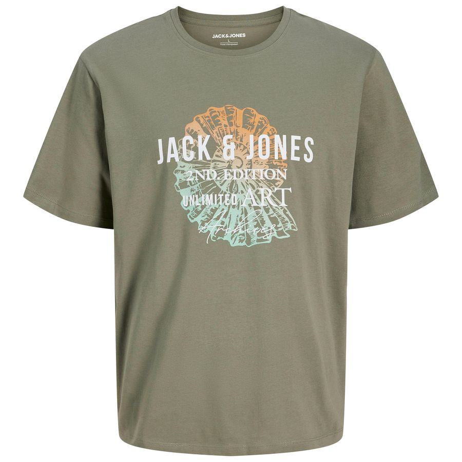 Jack&Jones Übergrößen T-Shirt JJGRADIENT khaki Print