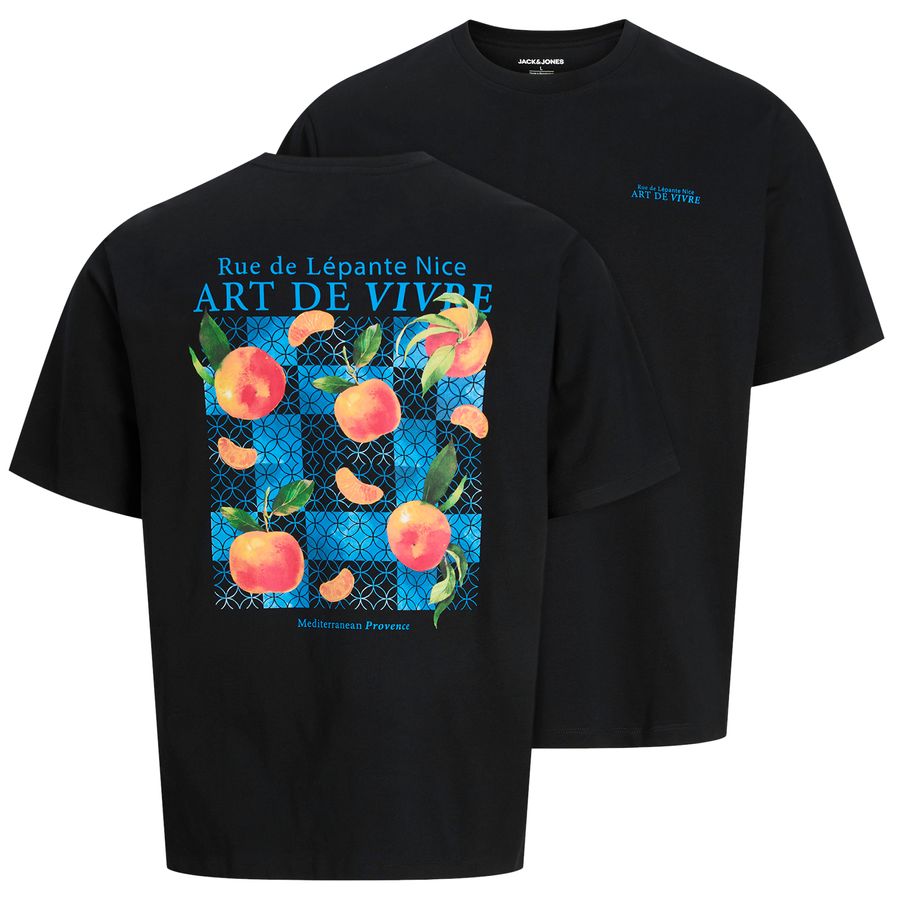 Jack&Jones Übergrößen T-Shirt schwarz JJLEMON Print