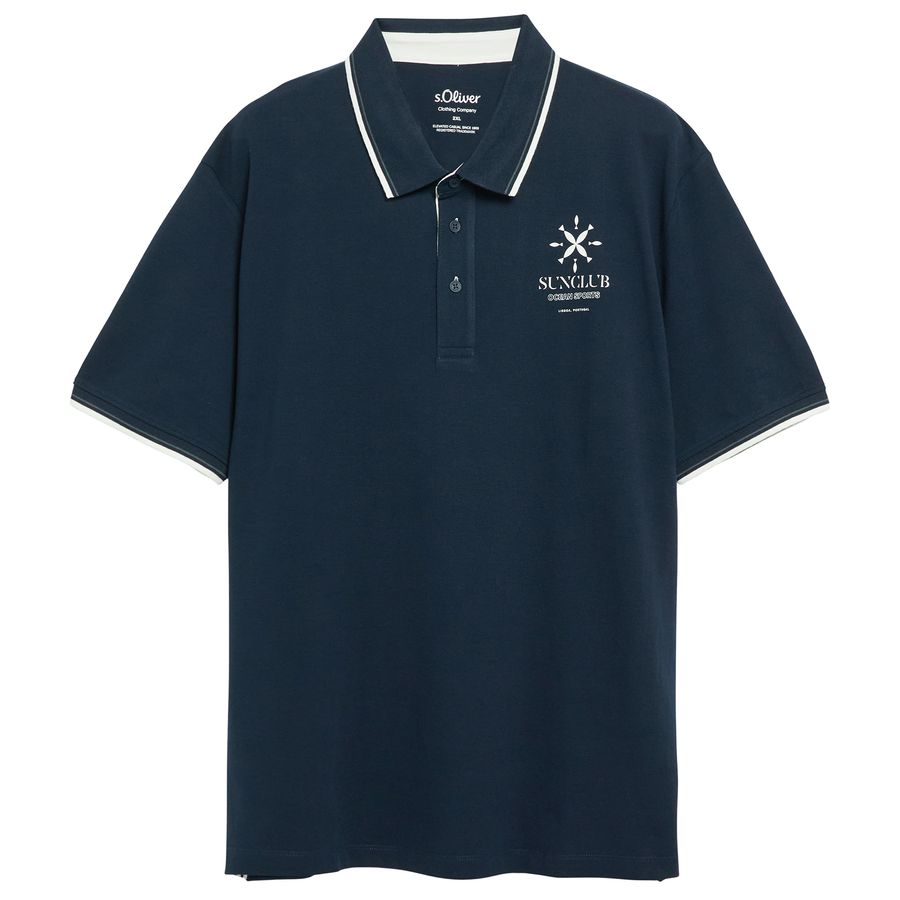 s.Oliver Übergrößen Poloshirt dunkelblau Brustprint