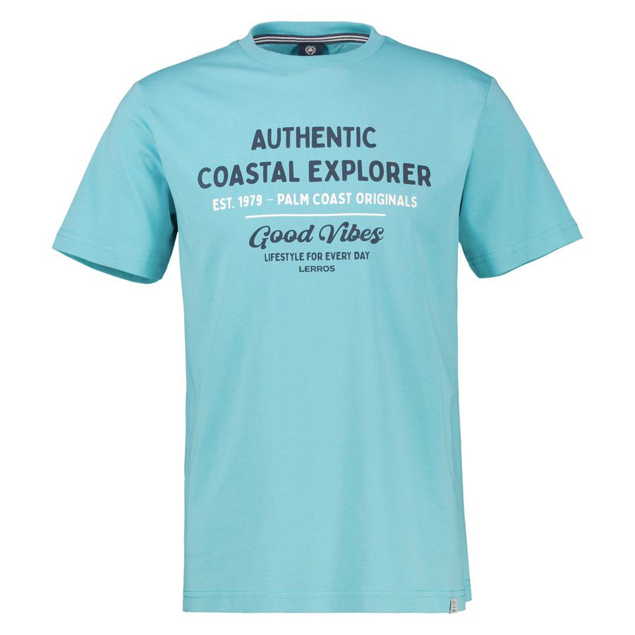 Lerros Übergröße T-Shirt Print türkis Good Vibes