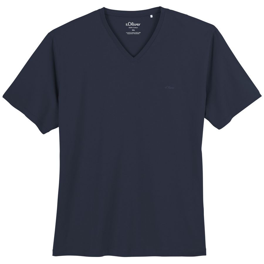 s.Oliver Übergrößen Basic-T-Shirt navy V-Neck