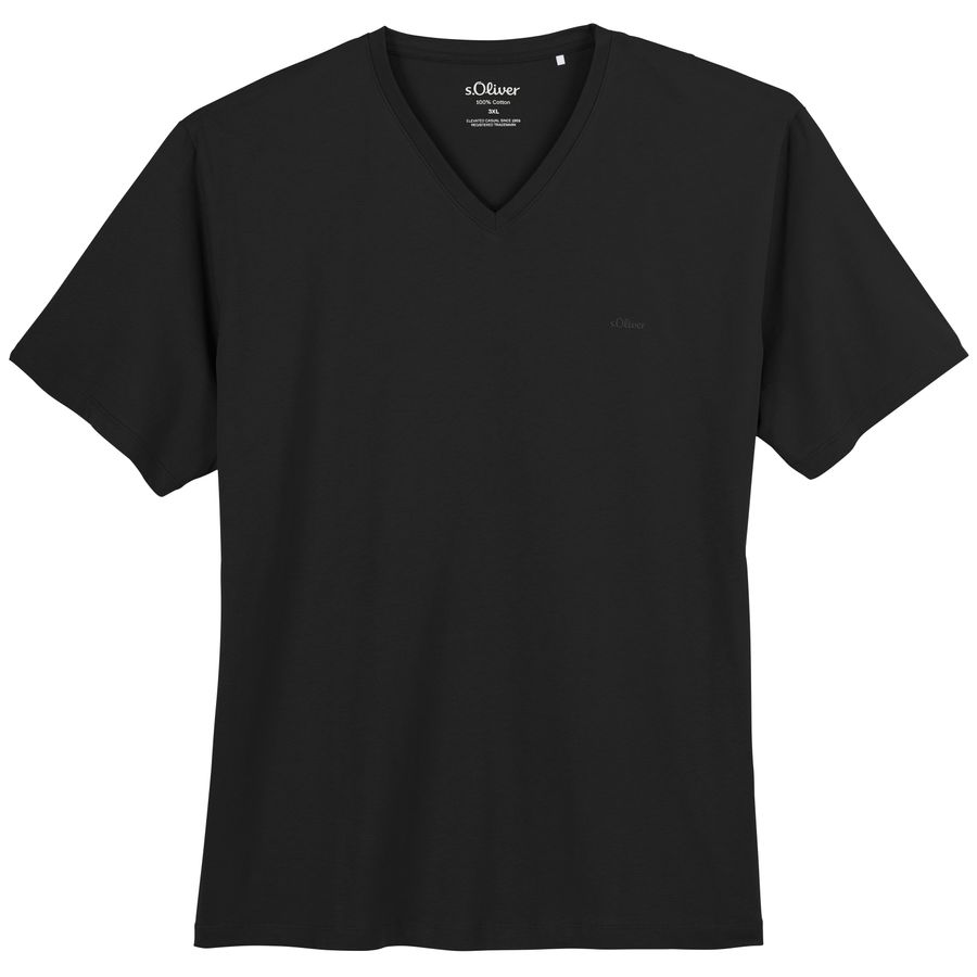 s.Oliver Übergrößen Basic-T-Shirt schwarz V-Neck