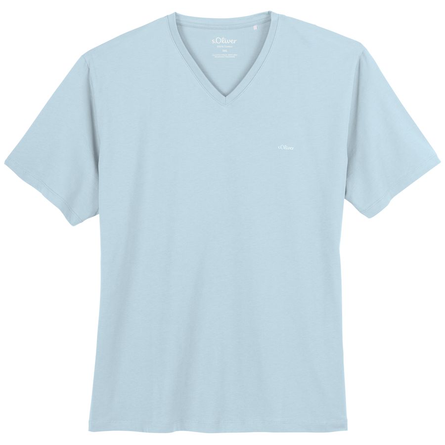 s.Oliver Übergrößen Basic-T-Shirt hellblau V-Neck