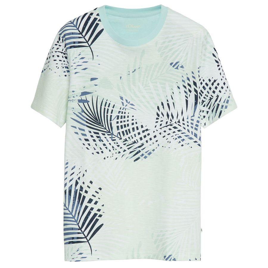 s.Oliver T-Shirt XXL mint-navy-weiß floral bedruckt