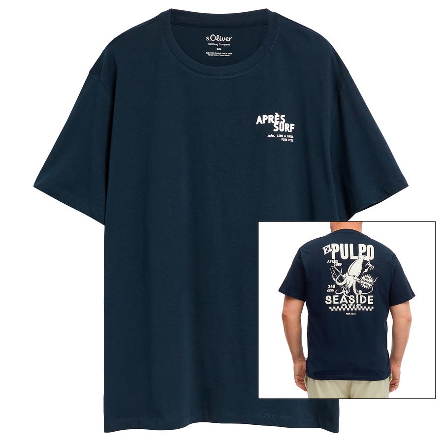 s.Oliver XXL T-Shirt navy maritimer Rückenprint