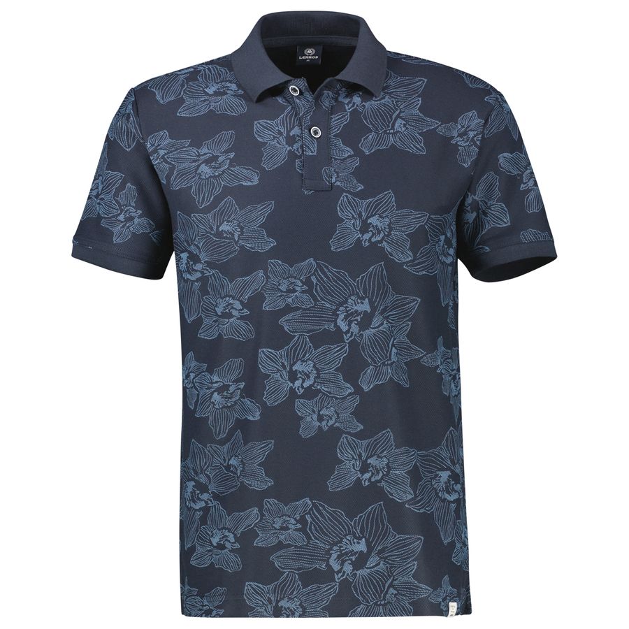 Lerros Übergrößen Poloshirt gemustert blau floral