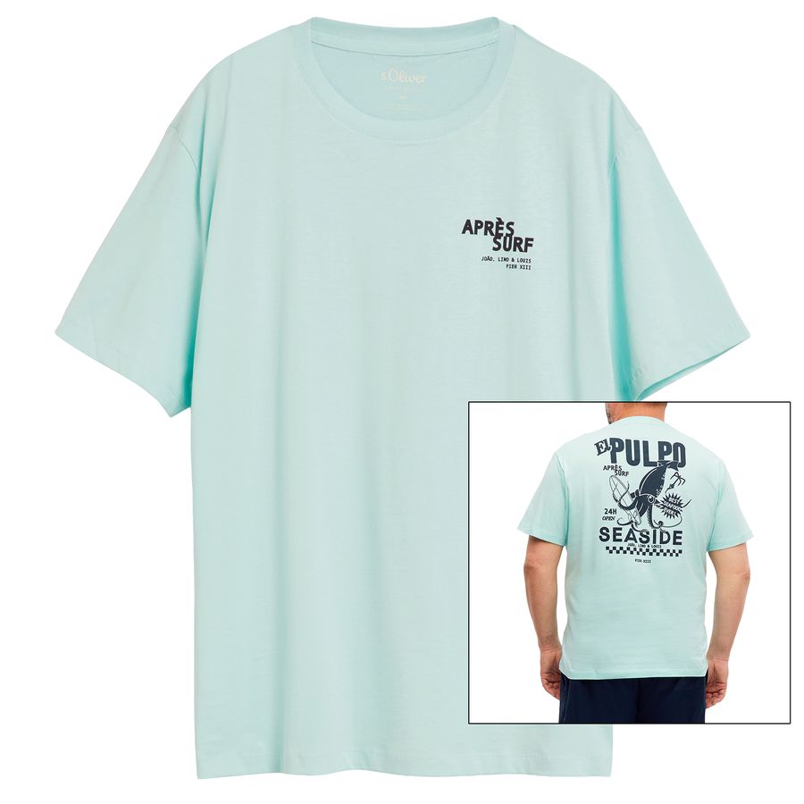 s.Oliver XXL T-Shirt mint maritimer Rückenprint