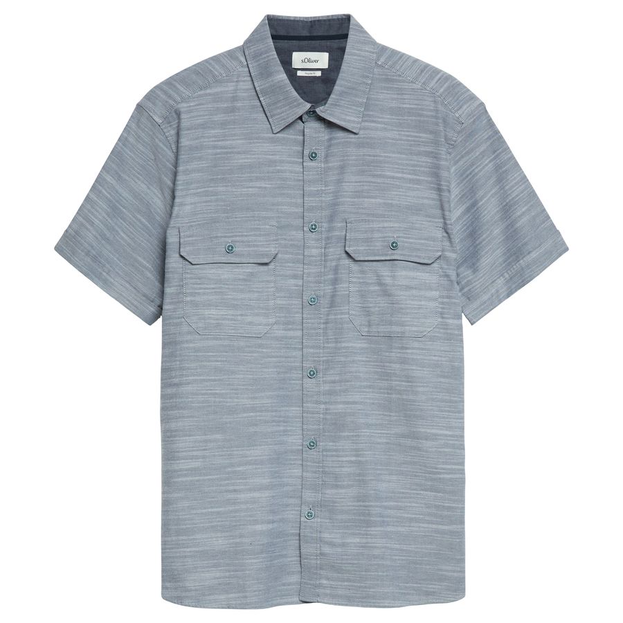s.Oliver Übergrößen Stretch-Kurzarmhemd navy melange