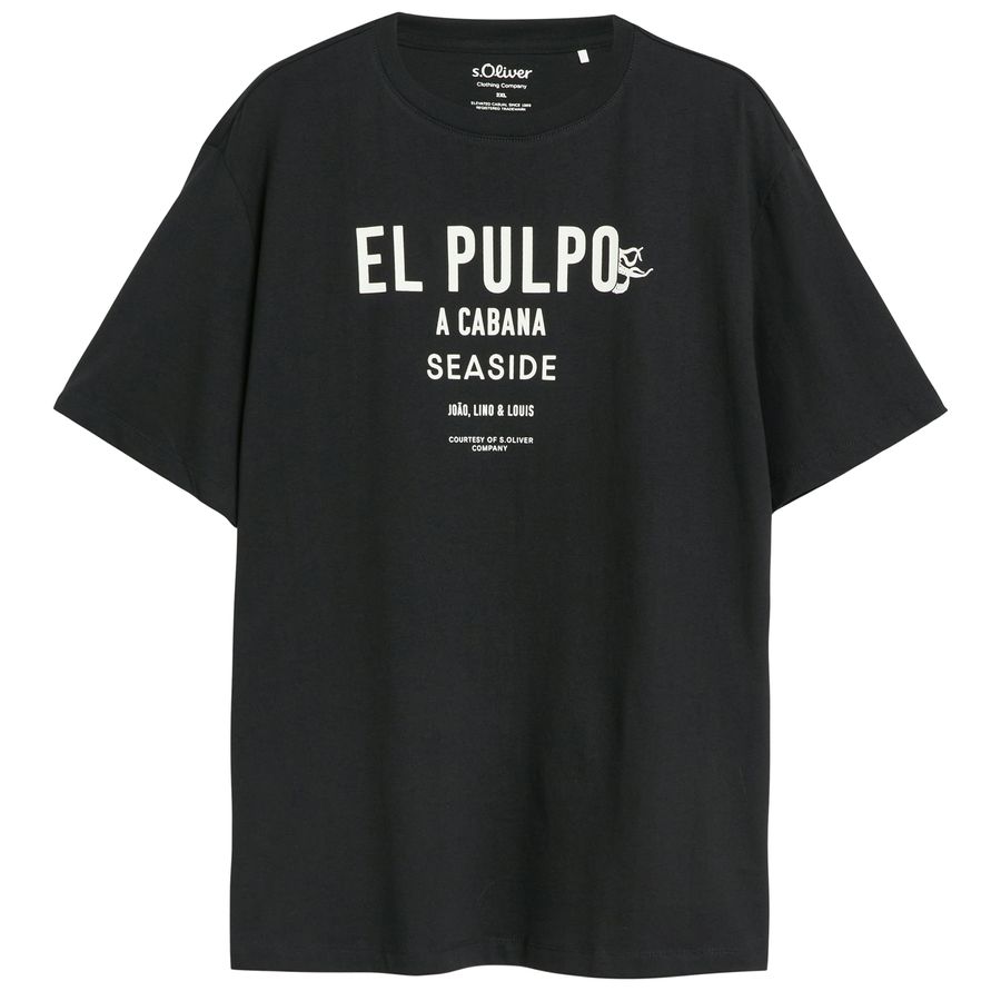 s.Oliver XXL T-Shirt schwarz Frontprint El Pulpo