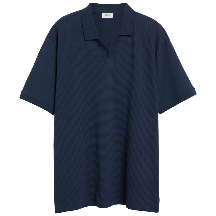 s.Oliver Übergrößen Poloshirt dunkelblau Struktur
