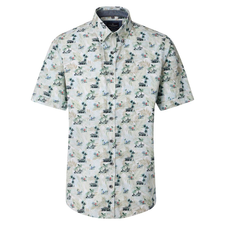 CasaModa XXL Kurzarmhemd Sommerprint grün-weiß-blau