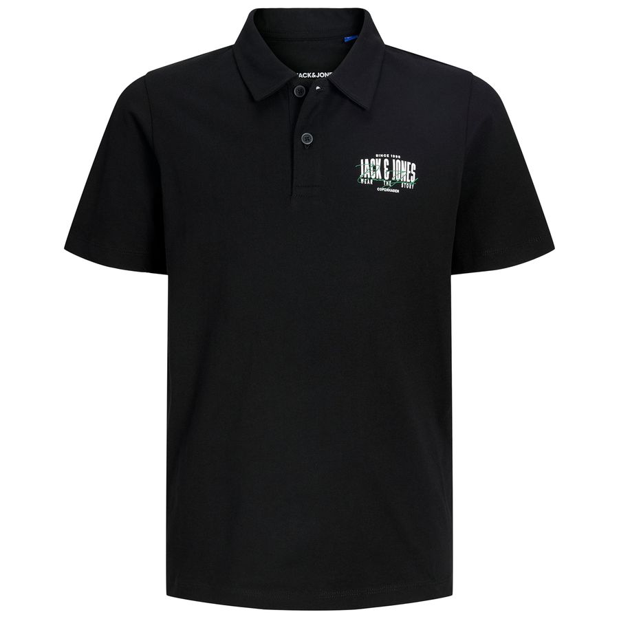Jack&Jones Übergrößen Poloshirt schwarz Print JJAERO
