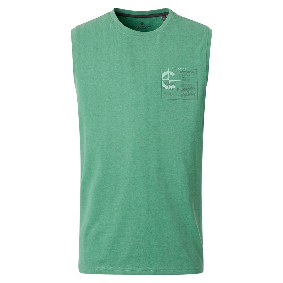 CasaModa Übergrößen Tanktop grün melange Brustprint