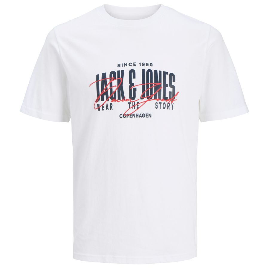 Jack&Jones Übergrößen T-Shirt weiß Print JJAERO