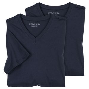 Redfield Doppelpack XXL T-Shirts dunkelblau V-Neck