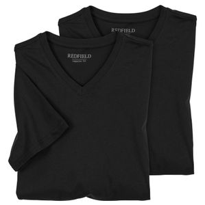 Redfield 2er-Pack XXL T-Shirts schwarz V-Ausschnitt