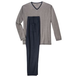 Ceceba leichter V-Neck XXL Pyjama grau melange/navy