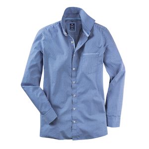 Redmond XXL gemustertes Langarmhemd blau-weiß 