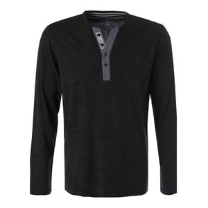 XXl Jockey Langarm Shirt Knopfleiste schwarz meliert