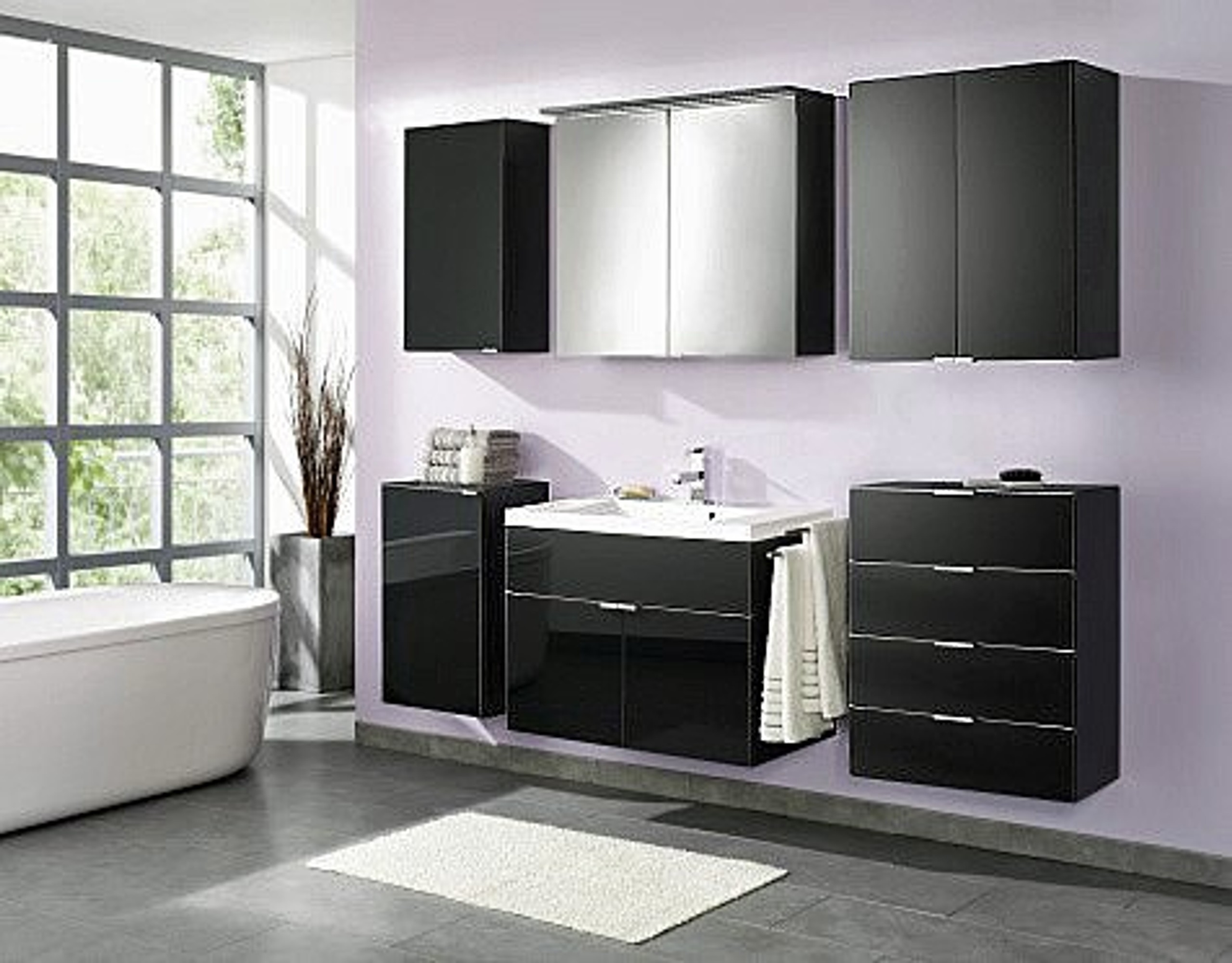 badmobel schwarz, komplettbad, badmöbel, bad set florenz (6-tlg), schwarz mit, Design ideen
