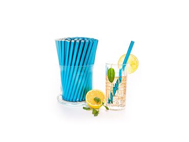 Strohhalme Metallic Blau