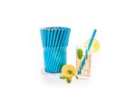 Papierstrohhalm Metallic Blau