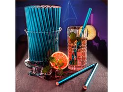 Papierstrohhalm Metallic Blau Papierstrohhalm Metallic Blau