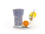 Papierstrohhalm Blue White Stripe