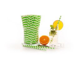 Papierstrohhalm Green White Stripe Papierstrohhalm Green White Stripe
