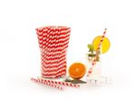 Papierstrohhalm Red White Stripe