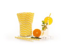 Papierstrohhalm Yellow White Stripe Papierstrohhalm Yellow White Stripe
