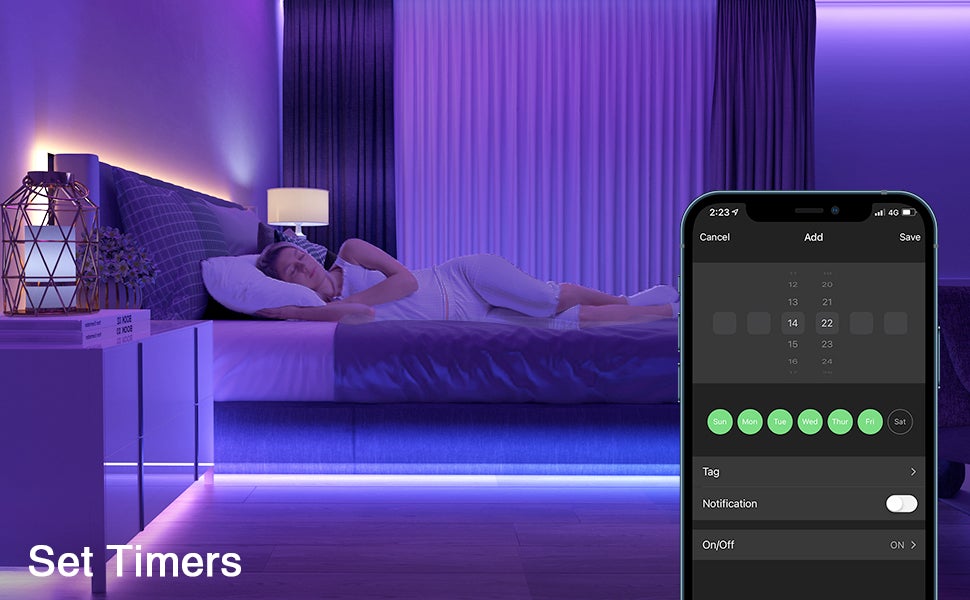 NiteBird WiFi LED Streifen 16 Mio. Farben (5 m), App & Kontrolleinheit Smart Light Strip SL2