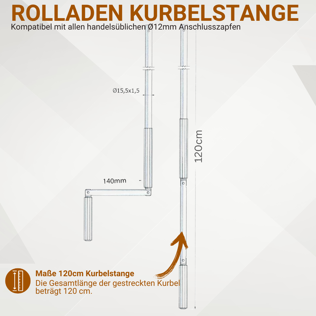 Rolladen Kurbelstange Maße 120cm