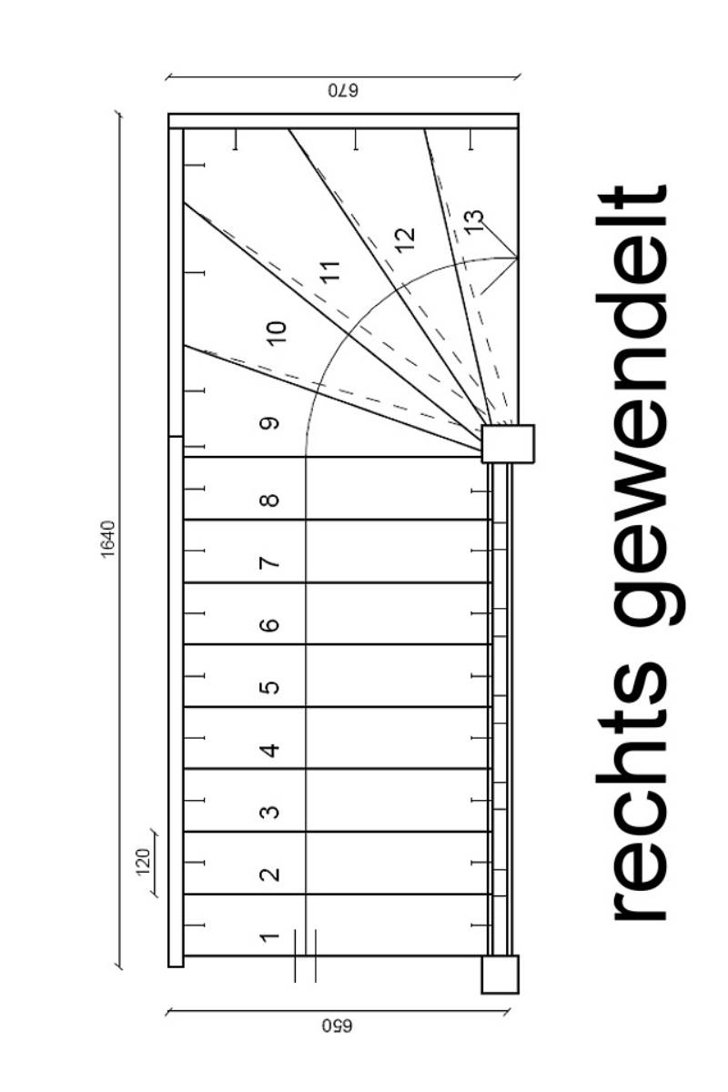 Raumspartreppe Paderborn Fichte - 1/4 oben rechts gewendelt – Bild 6