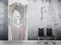 Fadenvorhang bedruckt mit abstrahierter Frau