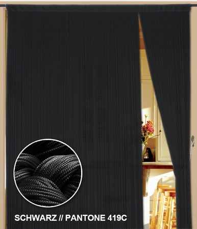 Fadenvorhang 500 cm x 300 cm (BxH) schwarz – Dekovorhang aus Polyester
