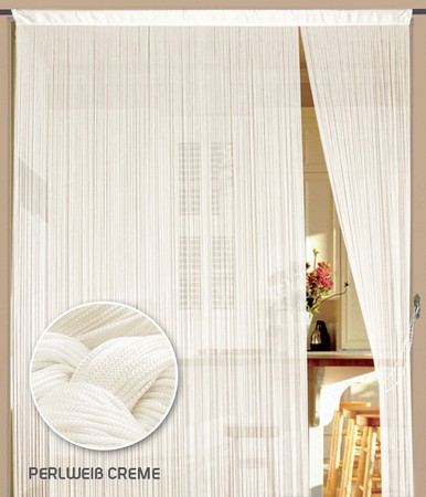 Fadenvorhang Perlweiß Creme 500 x 300 cm (BxH) B1 schwer entflammbar – Kaikoon
