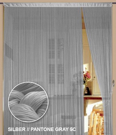 Fadenvorhang Silber 500 x 300 cm (BxH) B1 schwer entflammbar – Kaikoon