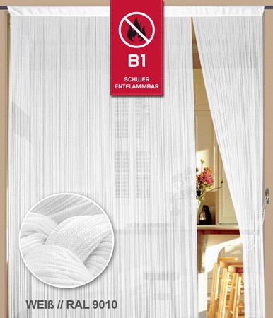 Fadenvorhang Weiß 500 x 300 cm (BxH) B1 schwer entflammbar – Kaikoon