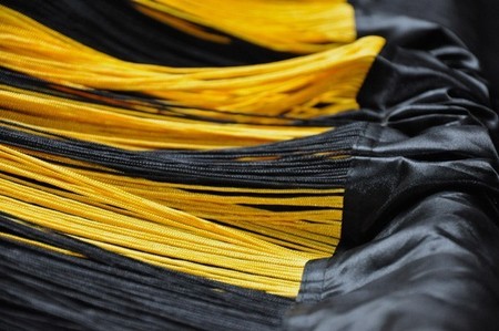 Fadenvorhang Schwarz-Gelb 90 x 240 cm (BxH) – Fan Fadenflagge & Raumteiler – Kaikoon