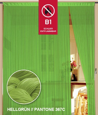 Fadenvorhang 90 cm x 240 cm (BxH) hellgrün in B1 schwer entflammbar