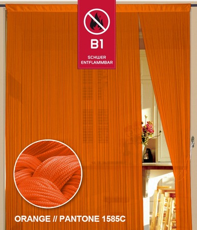 Fadenvorhang 90 cm x 240 cm (BxH) orange in B1 schwer entflammbar