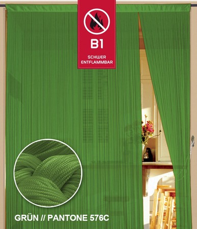 Fadenvorhang 90 cm x 240 cm (BxH) grün in B1 schwer entflammbar