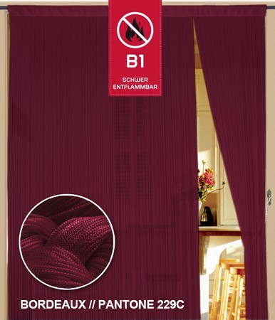 Fadenvorhang 90 cm x 240 cm (BxH) bordeaux in B1 schwer entflammbar