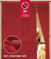 Fadenvorhang 150 cm x 500 cm (BxH) rot in B1 schwer entflammbar | li